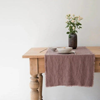 Ashes of Roses Linen Table Runner with Fringes - Linen Tales B2B 